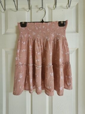 Pink Rose Dusty Pink Floral Smocked Tiered Skirt